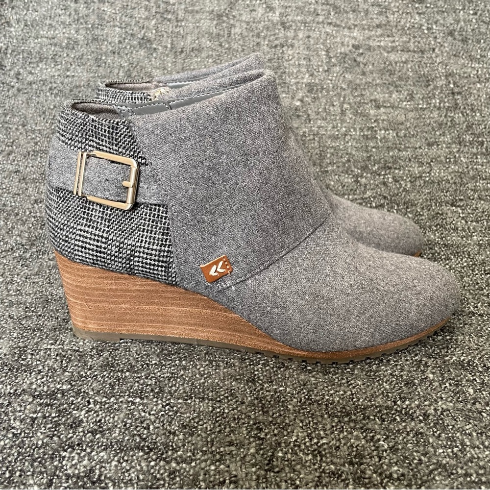 Dr. Scholl’s Create Wool Wedge Ankle Boots Mid Grey Flannel Booties Women’s 8.5